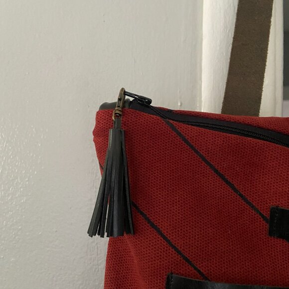 NEW Arts & Science Convertible Tote Red Canvas Tassel Backpack Zip Leather A&S main image 6